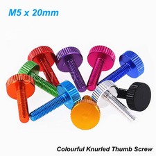 Knurled Thumb Screw Aluminum Alloy Flat Round Head Hand Tighten Bolt M5x20mm DIY