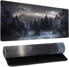 Forest Extra Large Black Gaming Mouse Pad Non-Slip Rubber Giant Mountain Mous...