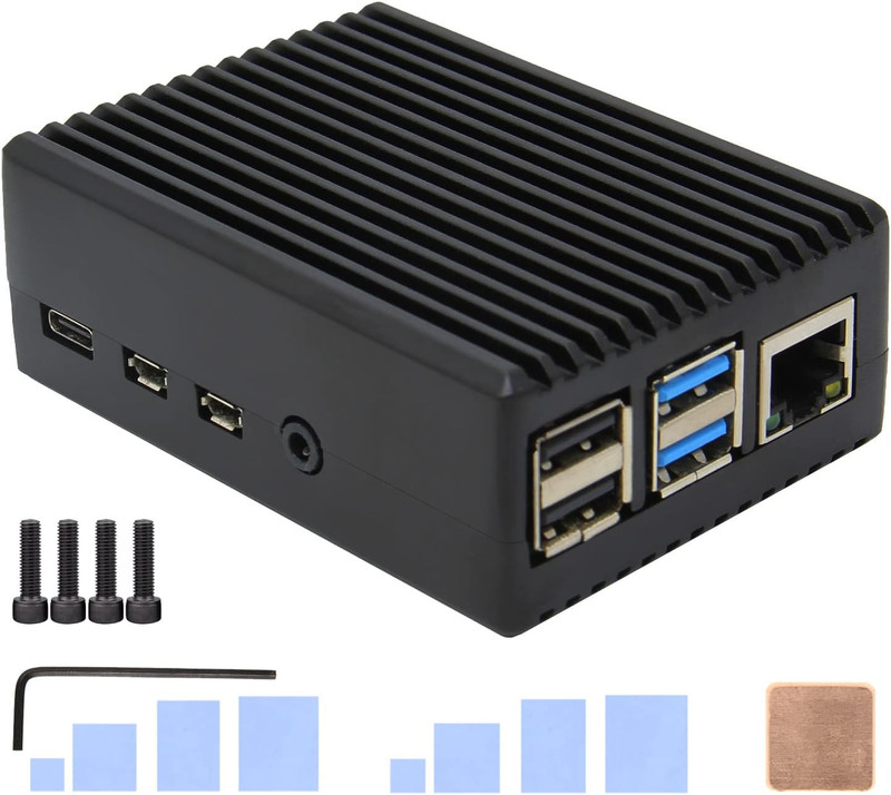 Raspberry Pi 4 Aluminum Case - Heavy Duty Passive Heat Dissipation Metal Case fo