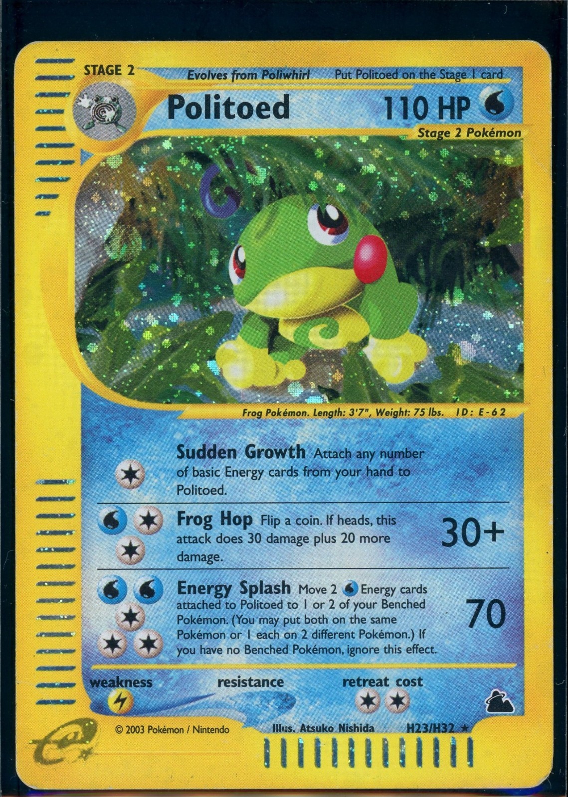 Pokemon SKYRIDGE - #H23/H32 Politoed - Holo - ENG - Heavily Played