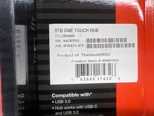 Seagate One Touch 8 TB Hub Desktop External Hard Drive HD USB-C USB 3.0 Ports - Picture 3 of 3