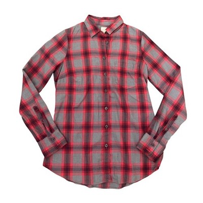 J.Crew The Perfect Shirt Womens XS Red Grey Plaid Cotton Flannel Button Down