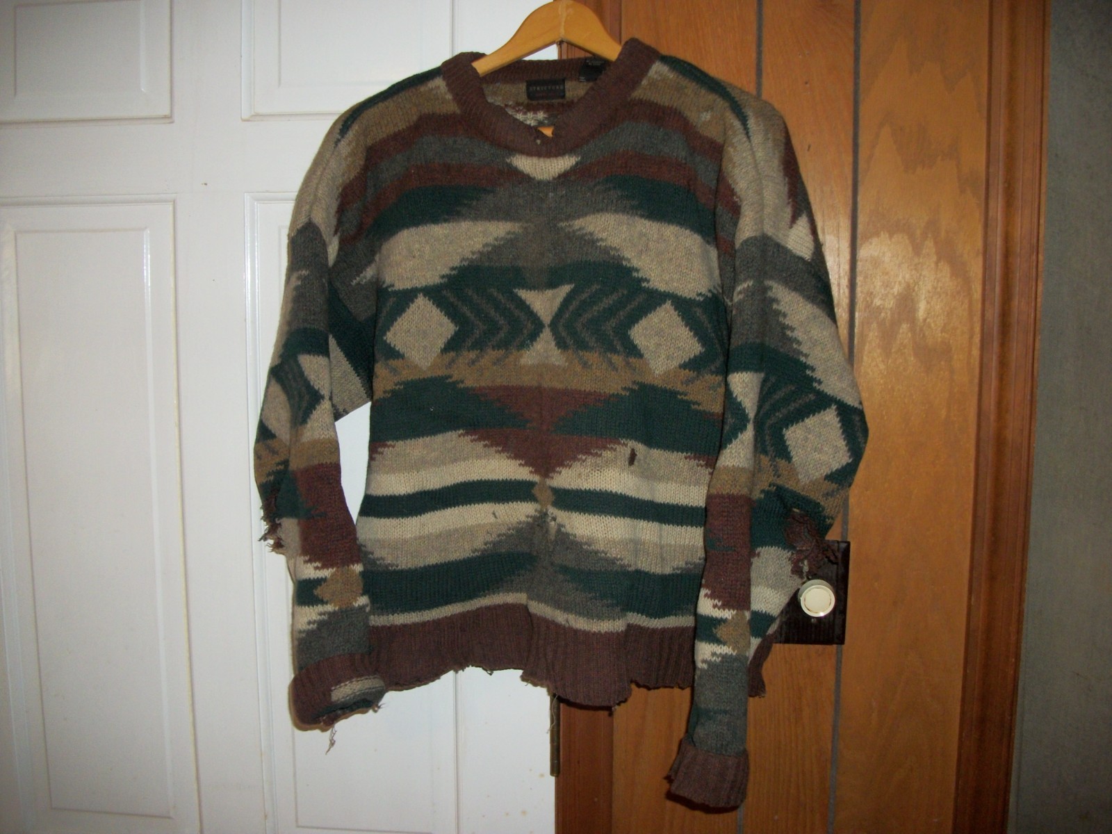 Distressed Structure Heavy 100 % Wool Multi-Color… - image 2