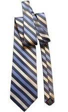JOSEPH FEISS 100 Imported Silk Tie Men's Blue Striped Necktie 4 X 58 NICE