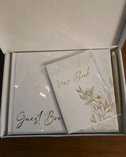 Gold Wedding Guest Book Pen Set With 2 Vow Booklets Gilded Pages