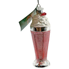 Milkshake Ice Cream Drink Pink Ornament Blown Glass OWC Old World Christmas Tree