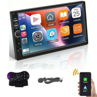 7'' Double 2 Din Touch Screen Car Radio Car Stereo Android Auto BT Apple CarPlay