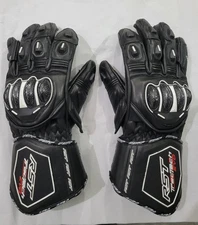 RST Tractech Evo 4 Black Motorcycle Motorbike Racing Leather Gloves (XL)