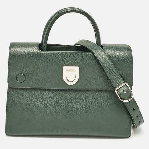 Sac fourre tout Dior en cuir vert moyen Diorever