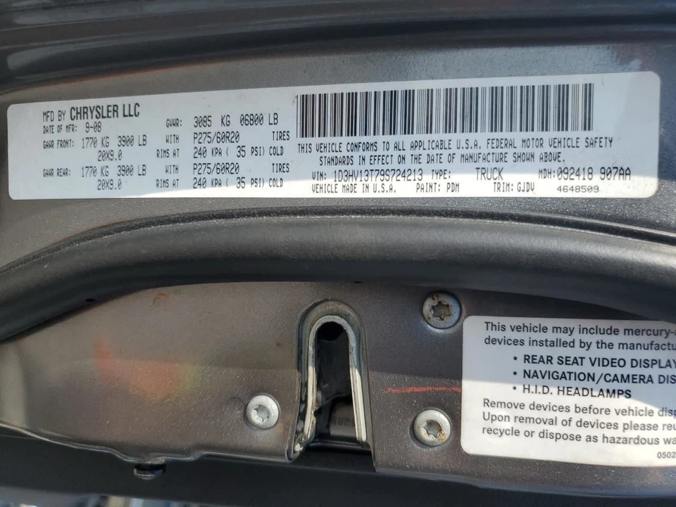 Air Bag Passenger Dash Fits 09 DODGE 1500 PICKUP 2643185 Foto 2 de 4