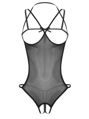 Women Lingerie Mini Jumpsuit High Elastic Bodysuit Open Crotch Leotard Bare - Picture 28 of 33