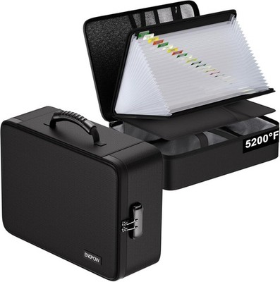 Portable Fireproof File Organizer with Combination Lock - Secure Your Valuables