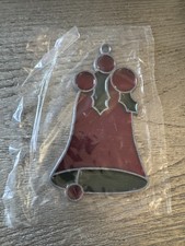 Stained Glass Like Red Bell Christmas Ornament New 4.25 x 2.5"