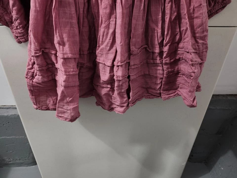 Платье женское Free People L розовато-лиловое Ari мини с длинным рукавом трепетание халат богемное хлопок - Изображение 2 из 4