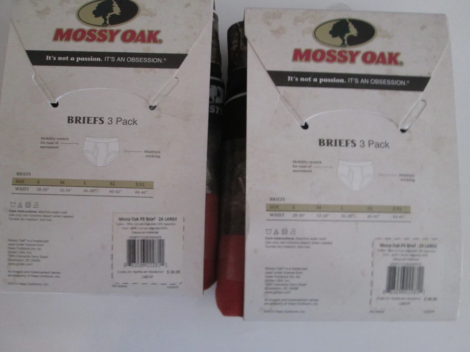 Mossy Oak Hombre 2-3 pk. Calzoncillos 2X L 44"-46" Nuevo Camuflaje Rojo Negro 6 piezas. Foto 3 de 3