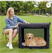 24 Inch Portable Foldable Dog Crate for Extra Large Dog, 3-Door.