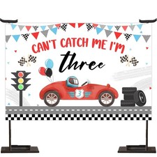 3rd Birthday Backdrop, Racing Car Theme, Cant Catch Me Im Three, Party Decor