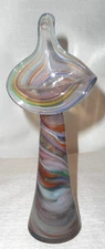 Hand Blown Jack in the Pulpit Art Glass Vase Swirl Multicolor 8" Flat Bottom