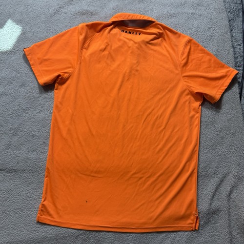 Oakley Shirt Mens Large Tailored Fit Neon Orange Short Sleeve Polo Collared Tee - Picture 7 of 11