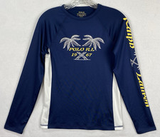 Polo Ralph Lauren Youth L 14-16 Kid Rash Guard Jersey Shirt Blue White NWOT
