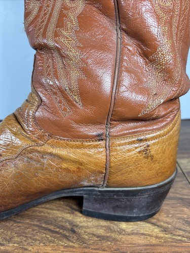 Dan Post Men’s 9 D Distressed Cowboy Boots Brown Leather DP P563 Pointed Toe VTG - Picture 12 of 17