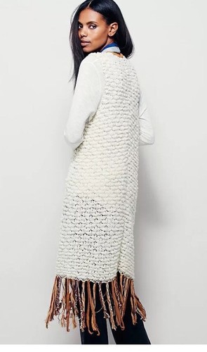 NEw Free People 'Madeline' Long Fringe Vest Boho Cardigan Sweater  $248 XS - Bild 2 von 4
