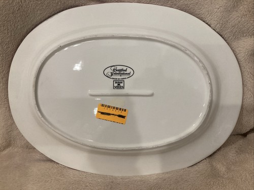 Certified International Rooster Floral Platter Susan Winget 16.25"x 12.25" NEW - Picture 2 of 7