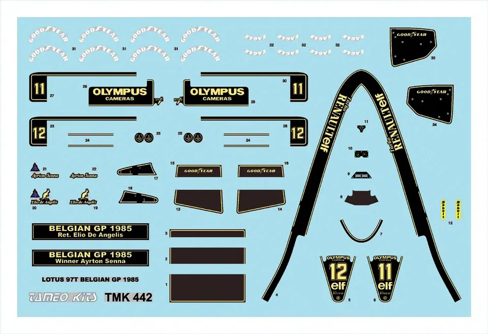 Tameo Kits TMK442 Lotus Renault 97T G.P. Belgio 1985 Kit Montaggio 1/43 - Immagine 3 di 3