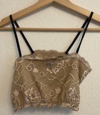 Lacy Cami Cropped Bra Top, Light Tan, Small, UK 6/8