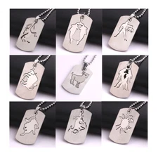 Stainless Steel Pendant Square tags Astrology Zodiac Sign Necklace B162