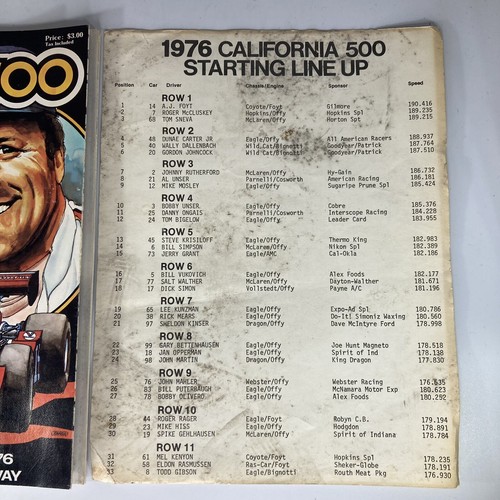 California 500 AJ Foyt séptima revista anual con parche Ontario Motor Speedway 1976 - Imagen 3 de 12