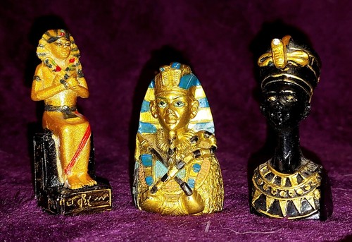 3 Miniatur altägyptische Pharao Büsten Köpfe Figuren inkl. Tutanchamun