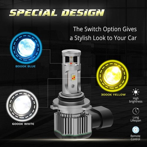 ALLA RCTRI Remote Controlled 3color Switchback LED Fog Light Bulbs H16 9145 9006 - Picture 5 of 29