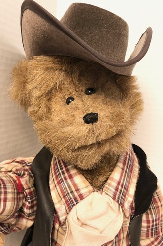 1988 Lucky Button Teddy's WILLIE Cowboy BEAR 18" Jointed Plush OOAK Laura Combs - Picture 3 of 4
