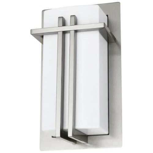 Square Wall Sconce Light, E26, 60W, Opal Shade Lantern, A19 Brushed Nickel, 120V - Image 2 of 2