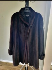 Plus Size Woman's Mahogany Mink 3/4 Length Swing Coat