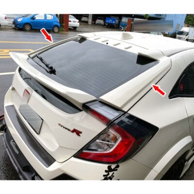 Unpainted FRP FOR Honda Civic 10th 5DR Rear Side Spoiler Fins x2 Cover FK8 Holes