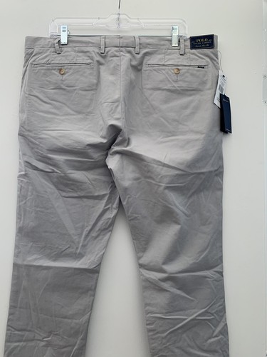 NWT Mens Polo Ralph Lauren Silver Smoke Stretch Fit Cotton Chino 38 X 32 - Picture 2 of 8