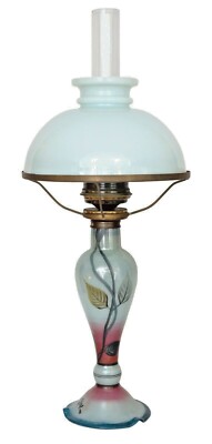 Art Nouveau lamp kerosene lamp glass hand painted unique signed Eisch
