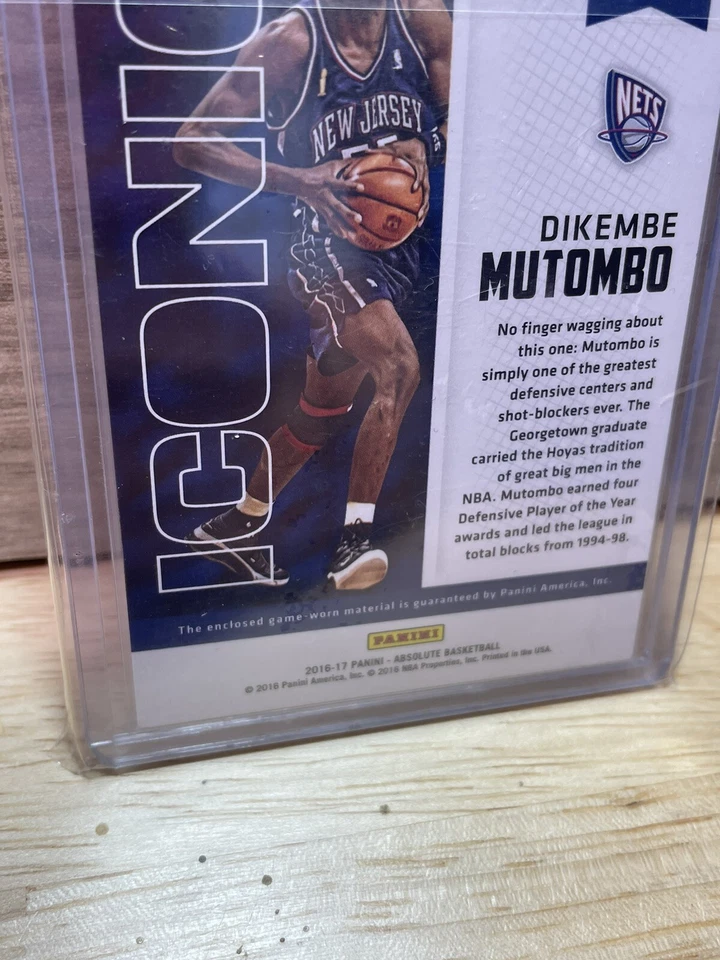 2016-17 Panini Absolute Iconic Materials Dikembe Mutombo #10 HOF /149 - Image 3 of 3