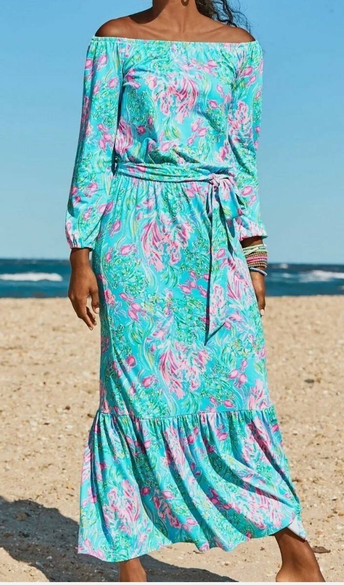 lilly pulitzer davis maxi dress The Joggling Board | Stun on this beautiful Lilly maxi dress! Our Amy is gorgeous in the Davis dress in Sunwashed Blueit runs tts and is sized numerically