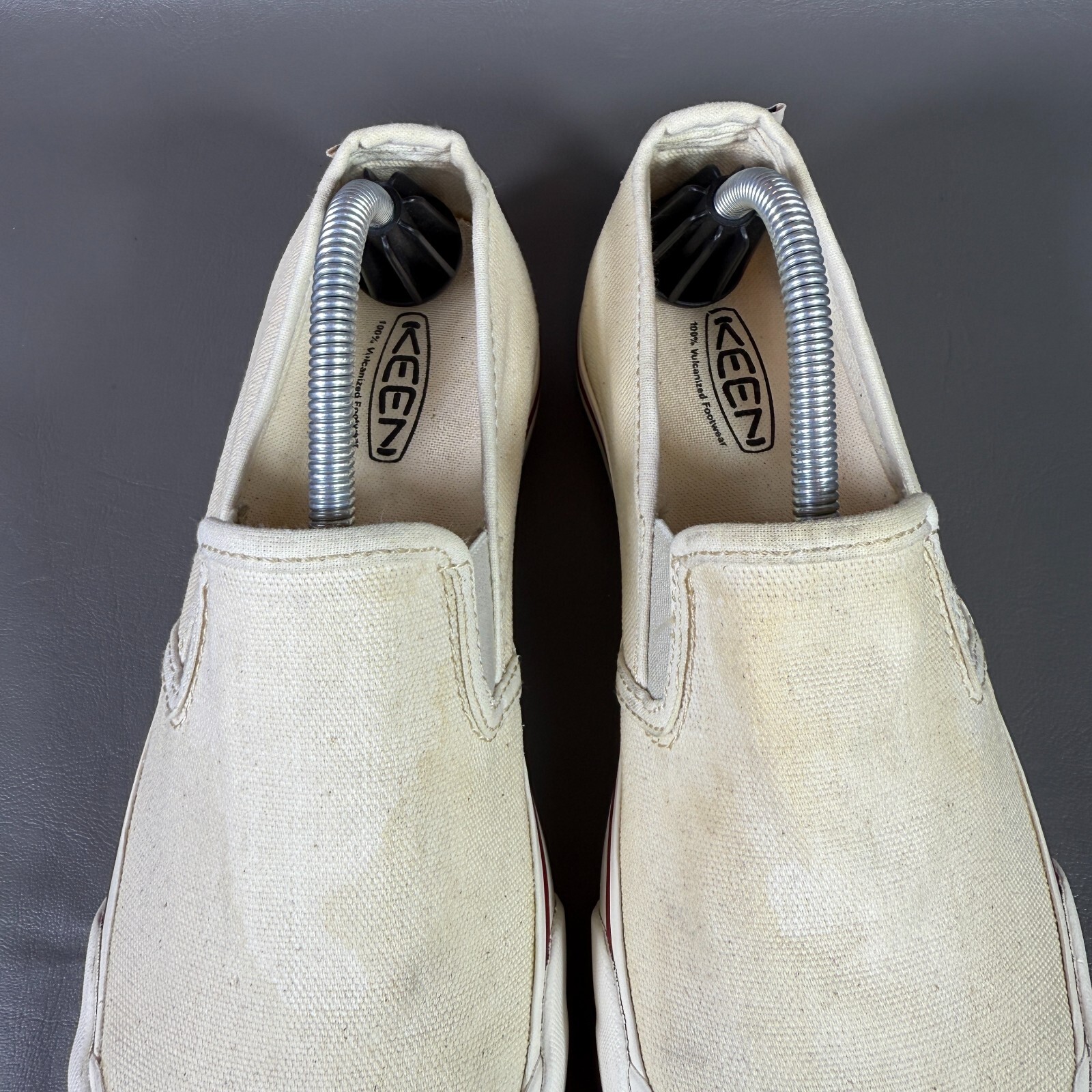 Scarpe Keen Coronado donna taglia 7 5 bianco sporco tela slip on stile di vita *LEGGI