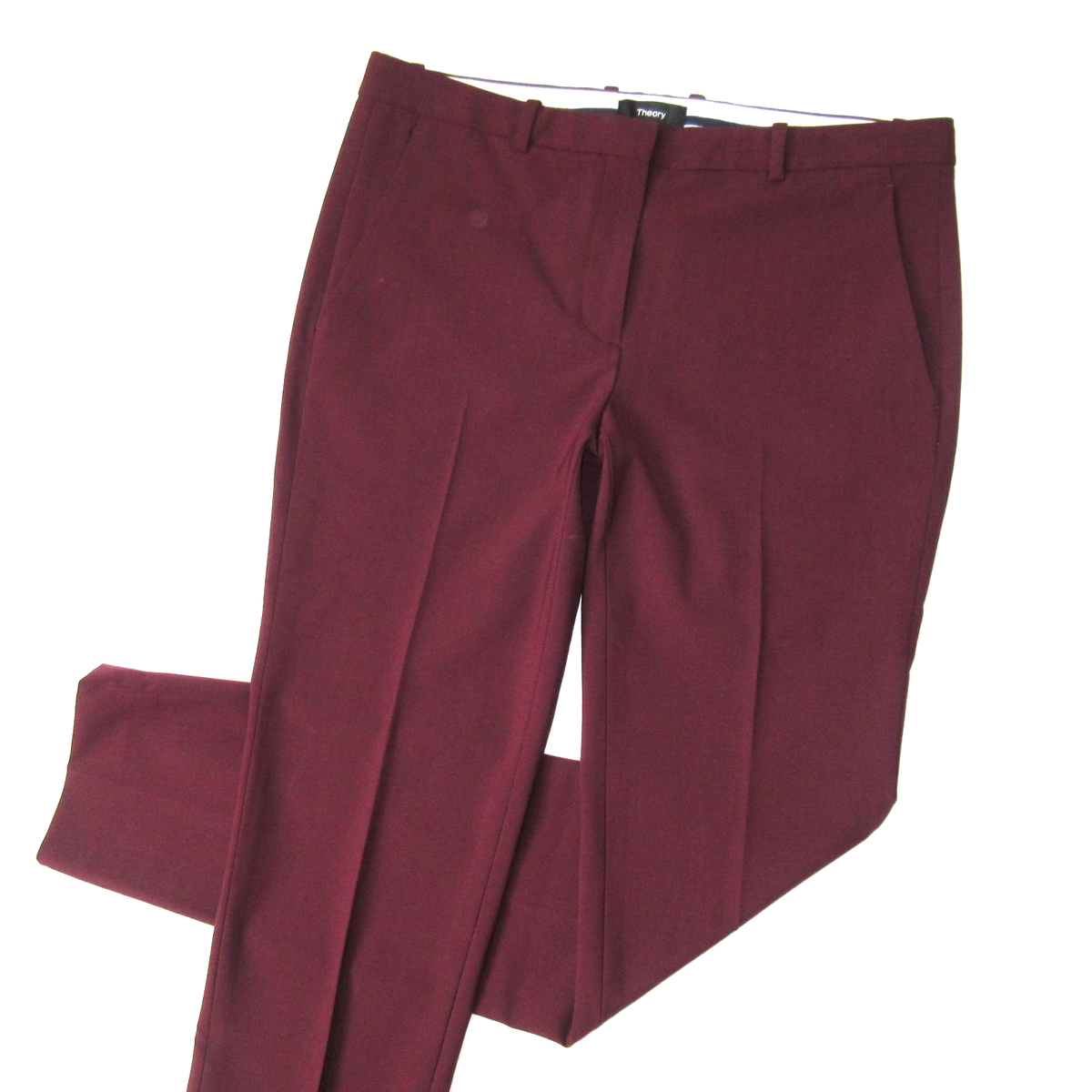 NWT THEORY Hartsdale in Dark Currant New Stretch Wool Slim Ankle  display picture 1