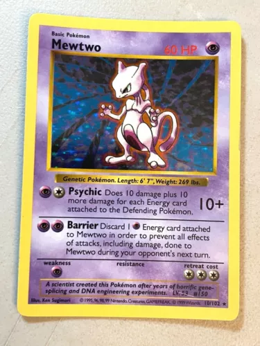 Pokémon / MEWTWO 10/102 Base Set / Holo / SHADOWLESS / Card