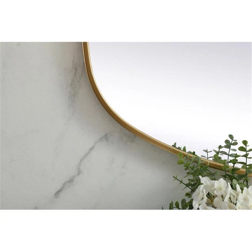 Elegant Decor Brynn 24x48" Oval Modern Metal Wall-Mounted Mirror in Brass - Picture 7 of 11