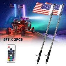 5FT Rgb LED de luces de látigo de espiral Antena Chase remoto con bandera