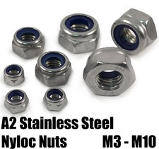 A2 Stainless Steel Nyloc Insert Nuts Nylon Self Locking Bolt M3 M4 M5 M6 M8 M10