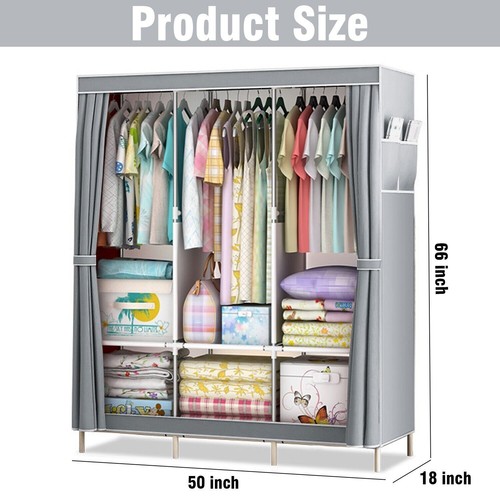 Artiss Clothes Wardrobe Closet Storage Large Portable Organiser with Shelf Black - Picture 2 of 13