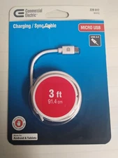 Commercial Electric 3ft Charging Sync Cable ~ Micro USB to USB 2.0