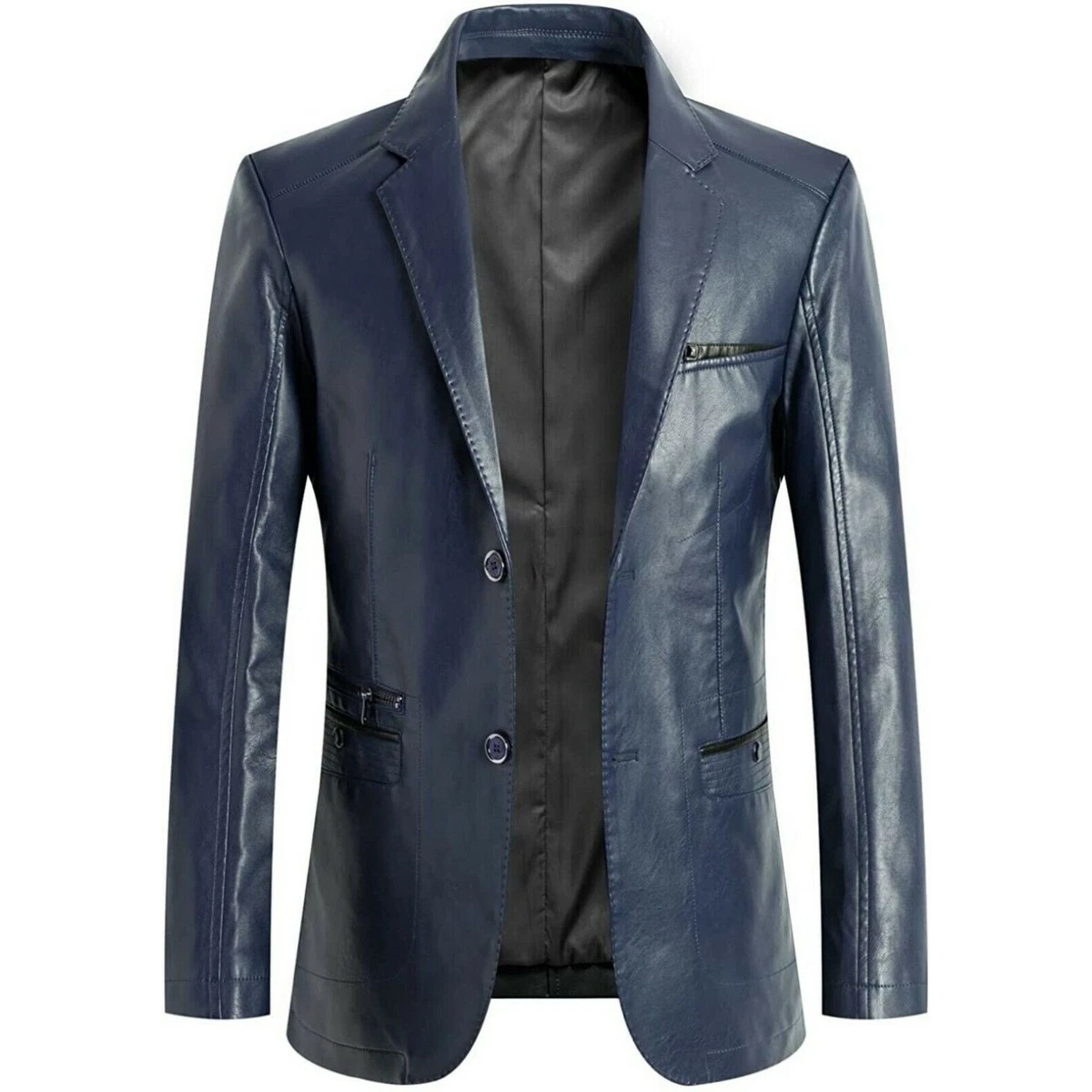 Mens Luxury Lambskin Blazer Soft Lambskin Dark Blue